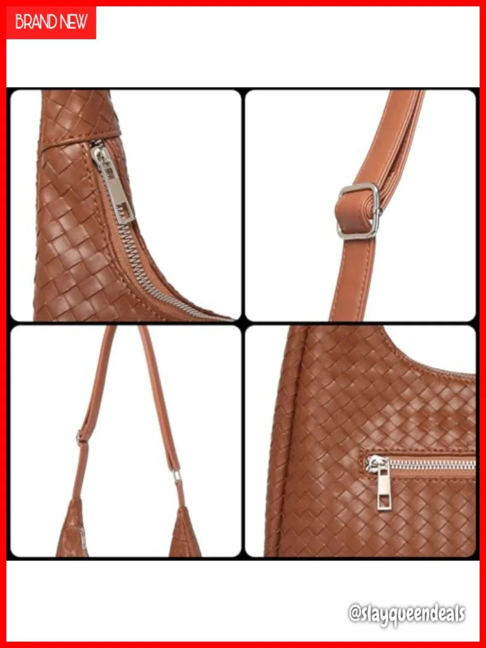 Woven Hobo Bag Faux Leather Crossbody Shoulder Purse